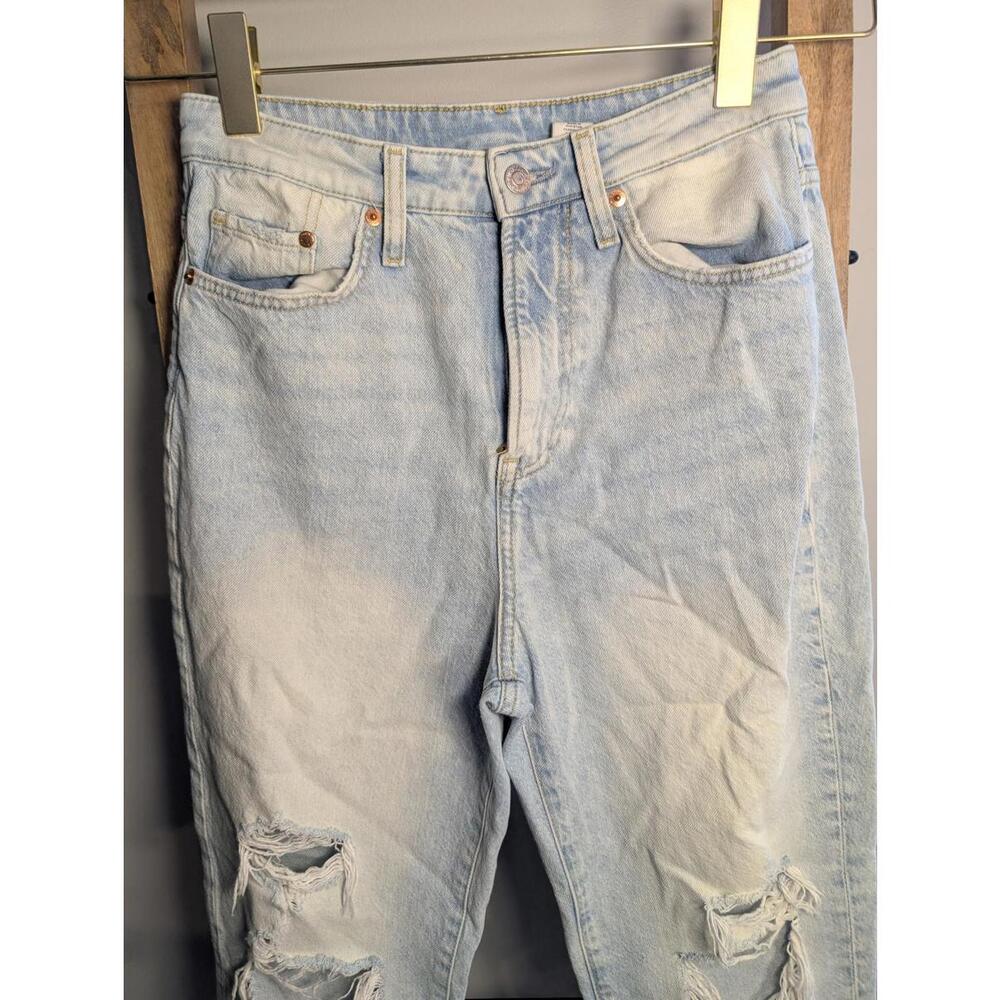&Denim Light Wash Distressed Mom Jeans Ripped Size 6